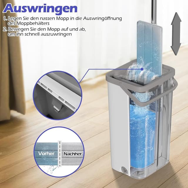 Thumbnail 3 de Eukue Wischmopp Set mit Eimer 140 cm 🧹