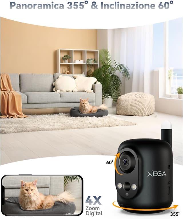 Detalle de Telecamera 4G Xega 2K con SIM 6000 mAh