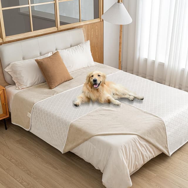 Detalle de Amarrirose wasserdichte Hundedecke 80x100 cm – Outdoor- und Sofaschutz, waschbar, Beige/Elfenbeinweiß