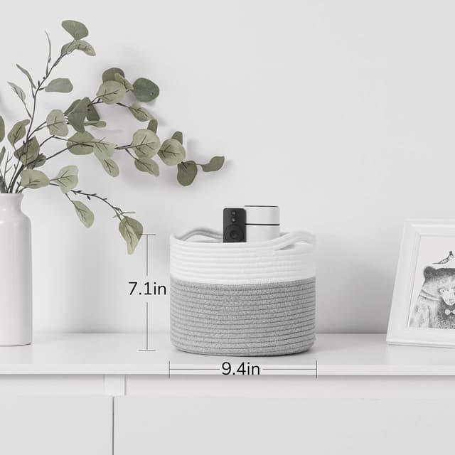 Detalle 2 de TIMEYARD Aufbewahrungskorb Kind Grau Weiß 24x18cm