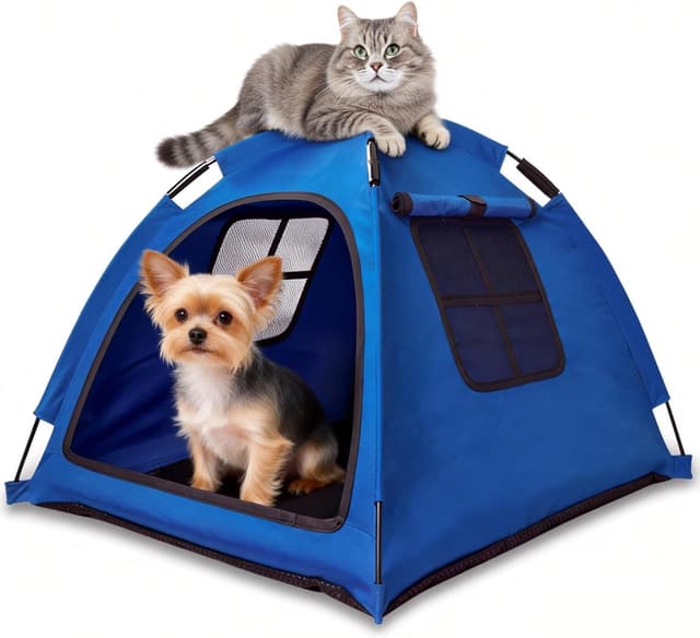 Detalle de Nockovi Tierzelt mit offenem Design – gemütliches Überwachungsbett für Katzen und Welpen, blau