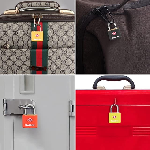 Detalle de SHARKBYTE SharkByte TSA Approved Suitcase Locks with Keys (4 Pack, mix colours) — keyed travel padlocks