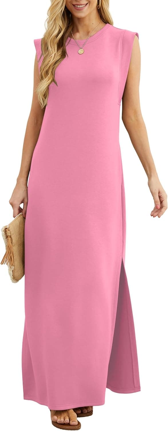 Detalle de GRECERELLE women’s summer maxi dress with pockets and side split