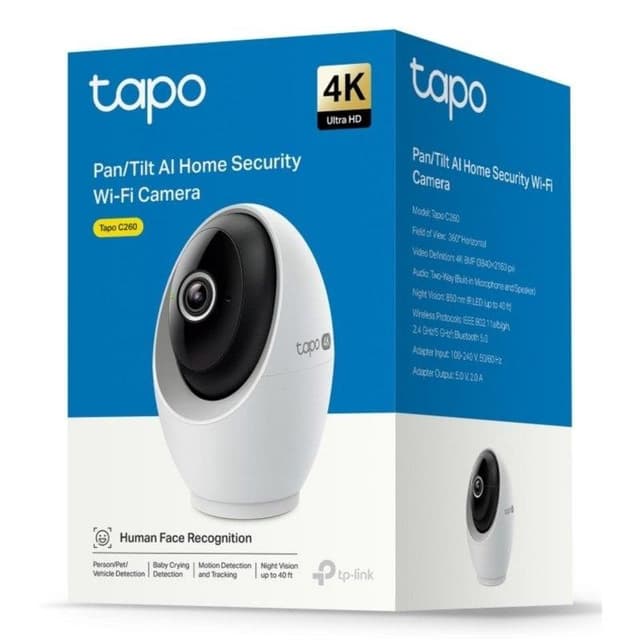 Detalle de TP-Link Tapo C260 (8MP/4K) Cámara IP Wi‑Fi interior con visión nocturna y detección facial para Alexa/Google
