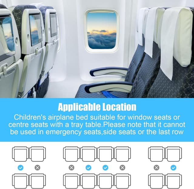 Thumbnail 6 de DINGBLUE Toddler Airplane Bed (Black) – portable airplane seat extender with foot hammock for kids