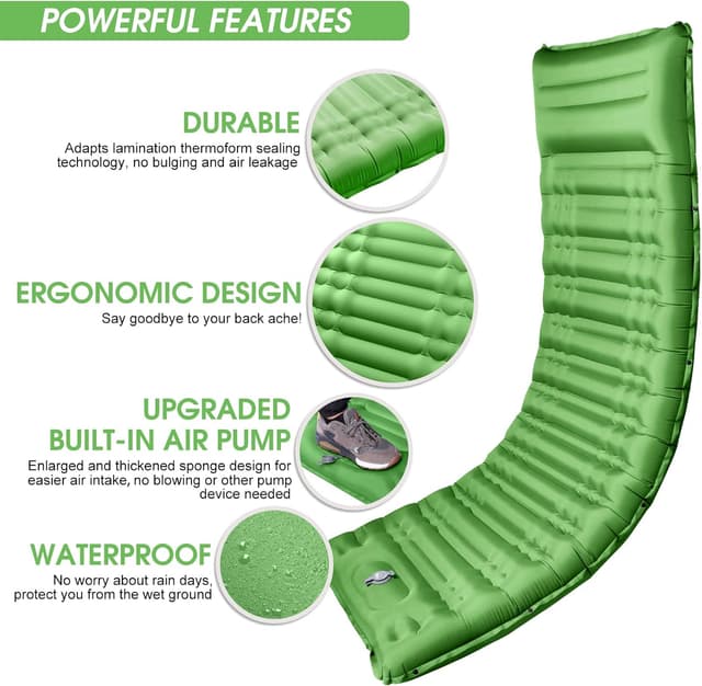 Thumbnail 6 de Arlierss Isomatte (12 cm) – Luftmatratze fürs Camping mit Fußpumpe und Kissen