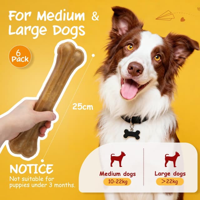 Detalle de Nobleza Osso per Cani 25 cm (6 Pezzi) in Pelle Pressata al Gusto Manzo