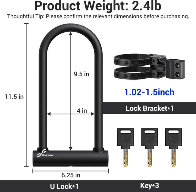 Thumbnail 2 de Sportneer 18mm Bike U Lock