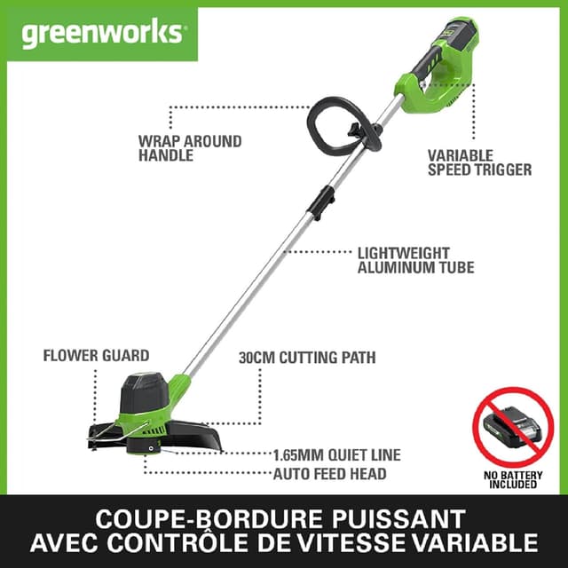 Detalle 2 de Greenworks Coupe-bordure sans fil 30 cm