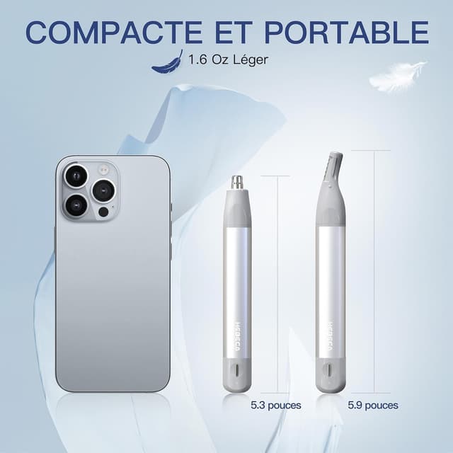 Detalle de HEBECA tondeuse nez et oreilles 2 en 1 rechargeable étanche argent