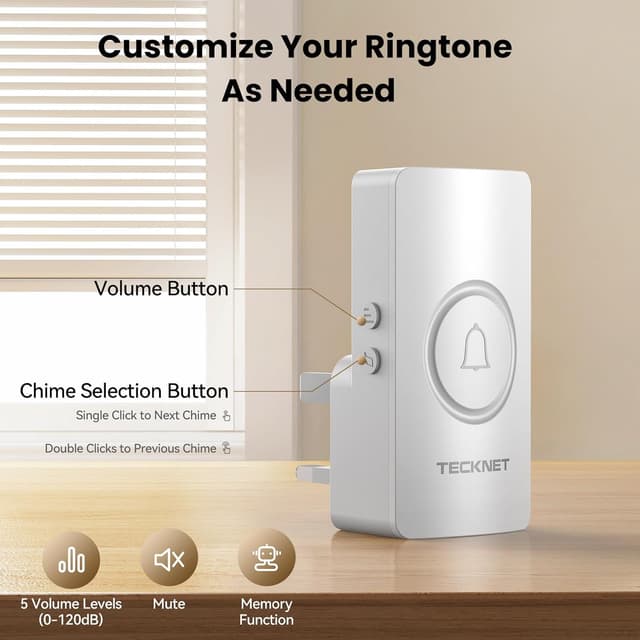 Thumbnail 4 de TECKNET Wireless Doorbell 2 Receivers