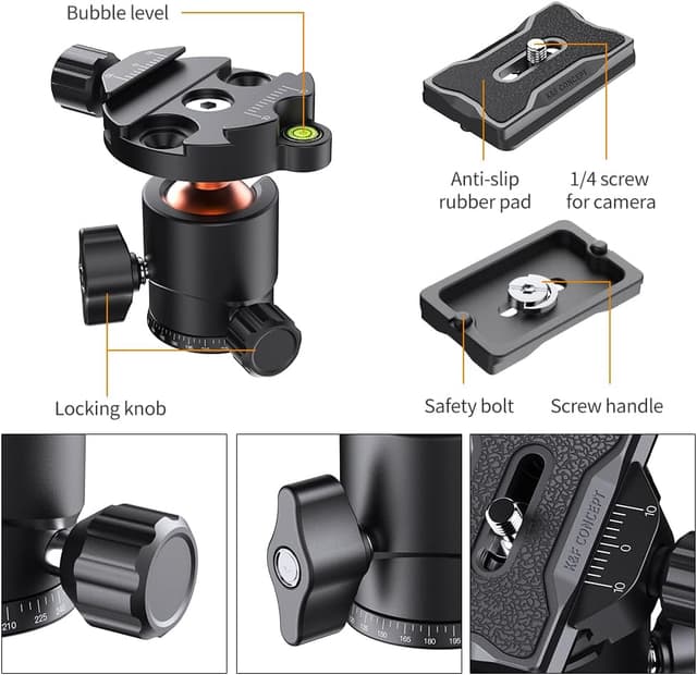 Thumbnail 5 de K&F Concept Testa a sfera in metallo 360°