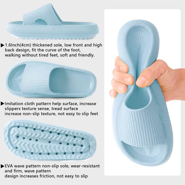 Detalle de HEOAARG Chaussons de douche antidérapants « nuage » EVA, sliders homme et femme