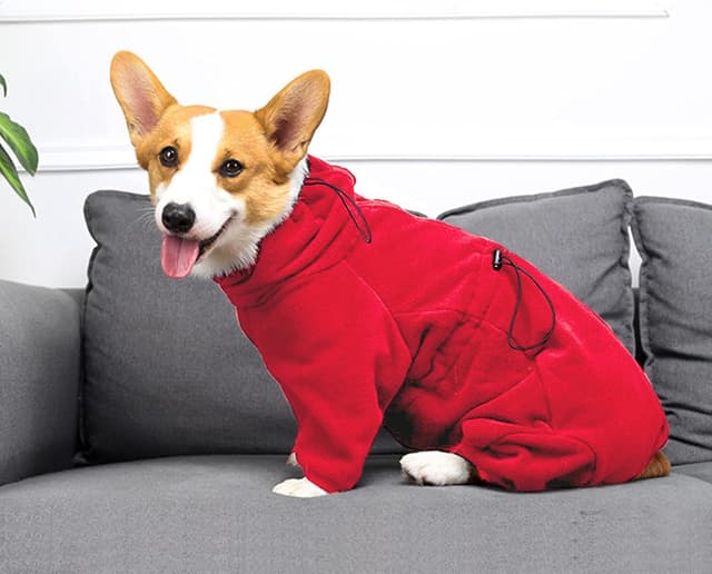 Detalle de babepet Cosy Dog Fleece with Legs (full body) with Zipper, winter pet jacket – Red, XL