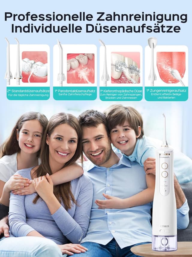 Detalle de COSLUS E40 kabellose Munddusche mit 10 Stufen