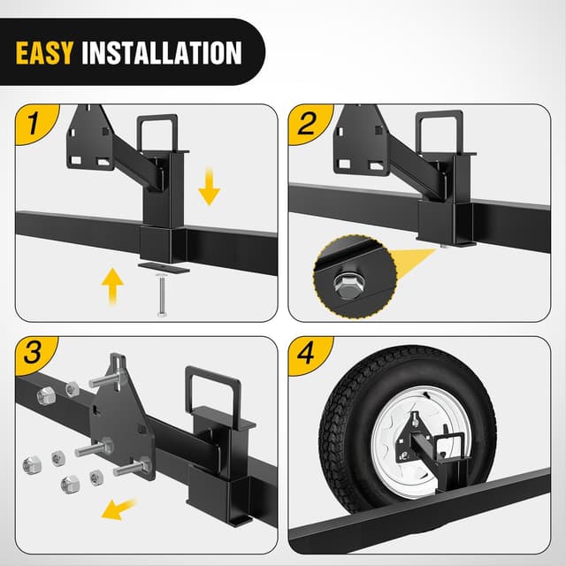 Detalle de Nilight Spare Tire Carrier Mount Stake Pocket Bracket (150 Lbs) for 4/5/6-Lug Trailer Wheels