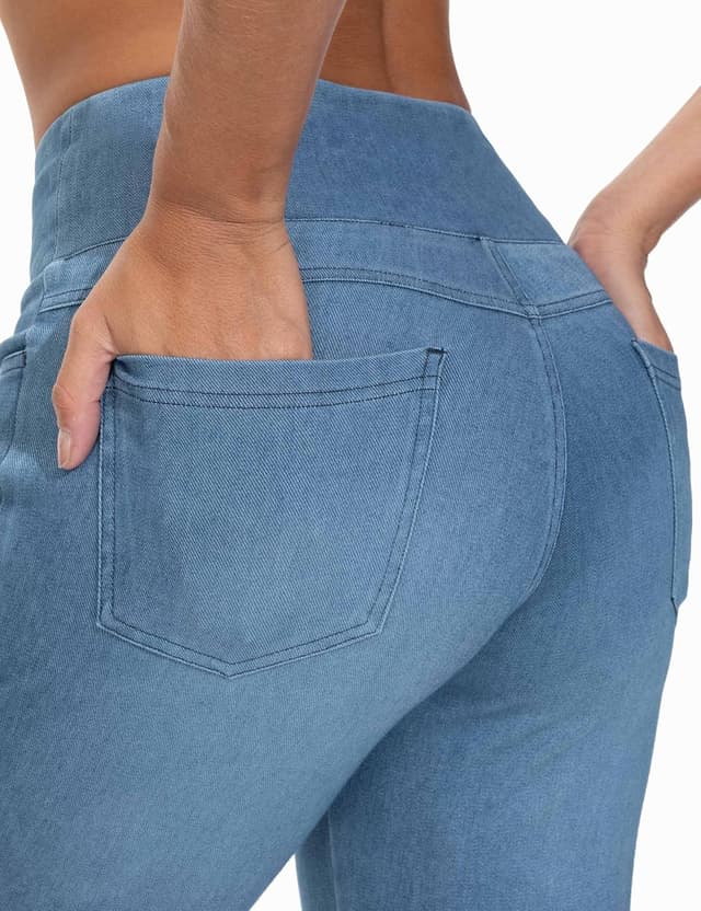 Detalle de THE GYM PEOPLE Jean évasé taille haute avec poches femme