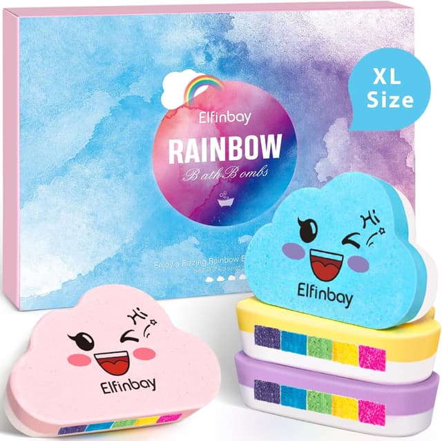 Detalle de Rainbow Bath Bombs 4-pack organic kids bath bombs