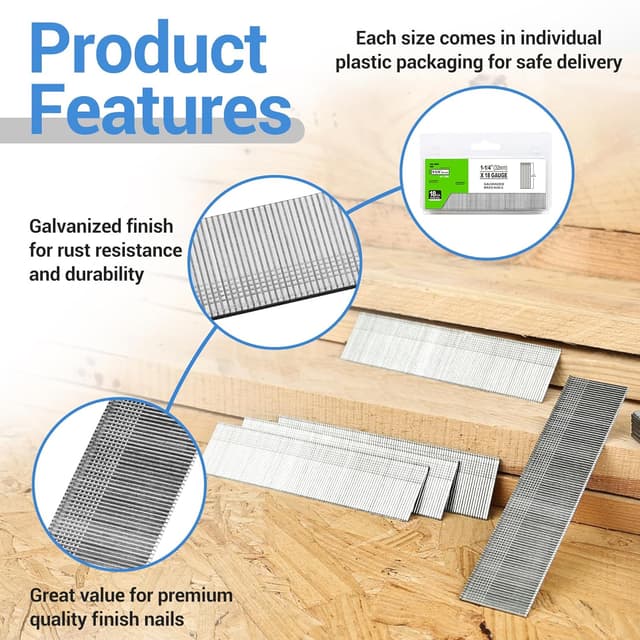 Detalle de meite 18G Brad Nails 32 mm, 1,000 pcs