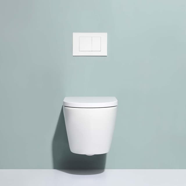 Detalle de Wunderbad Drückerplatte (weiß matt) kompatibel mit Geberit Duofix Sigma/Delta/BASIC – 2-Mengen-Spülung