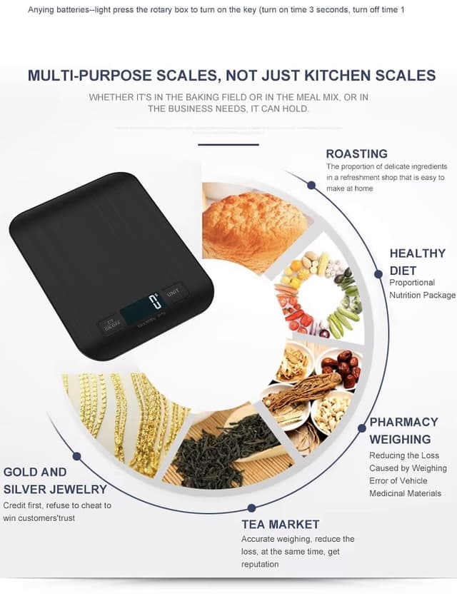 Thumbnail 6 de Ulixii 11 lb Digital Kitchen Scale with Tare, Touch Buttons and Backlit LCD (5 units)