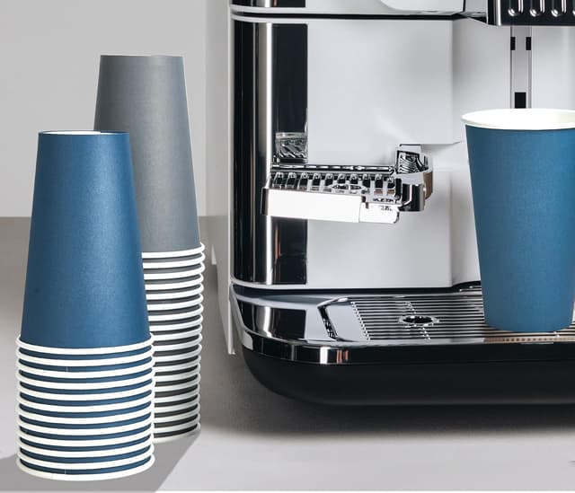 Detalle de LITOPAK 100-Pack 16 oz Disposable Paper Coffee Cups with Lids (Blue/Gray)