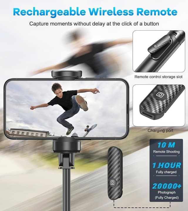 Detalle de Gahenwo selfie stick phone tripod 67-inch