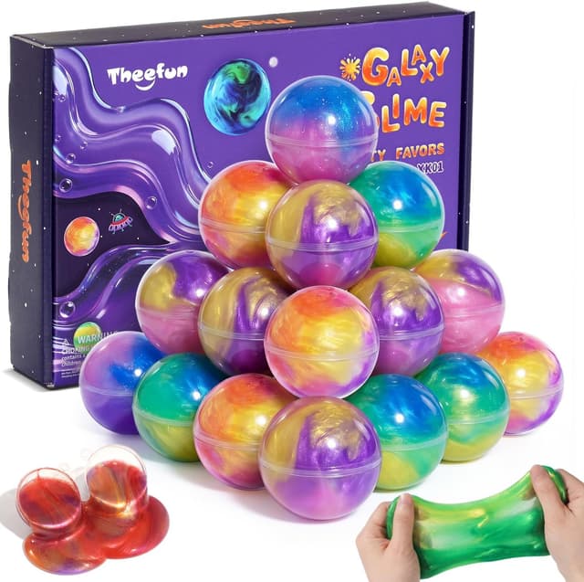 Detalle de Lot de 24 boules de slime Theefun (extensibles, non collants) pour fêtes et anti-stress
