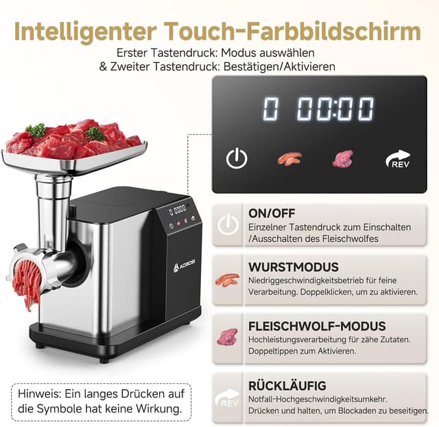 Thumbnail 4 de AAOBOSI Fleischwolf Elektrisch 3000W max