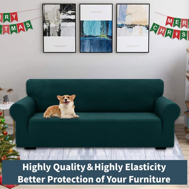 Detalle de Ystyle Copridivano 3 posti con braccioli super elasticizzato, antigraffio e antiscivolo (verde scuro)