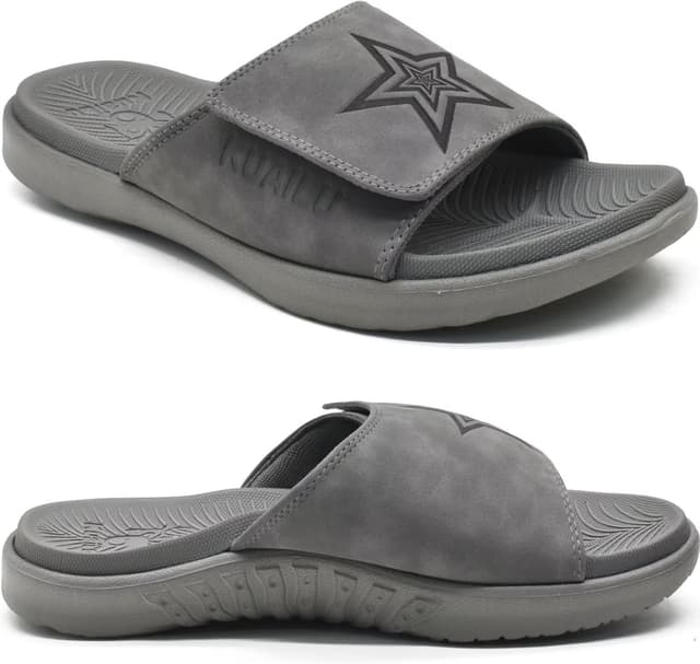 Detalle de KuaiLu men’s soft cushion slide sandals with plantar fasciitis arch support
