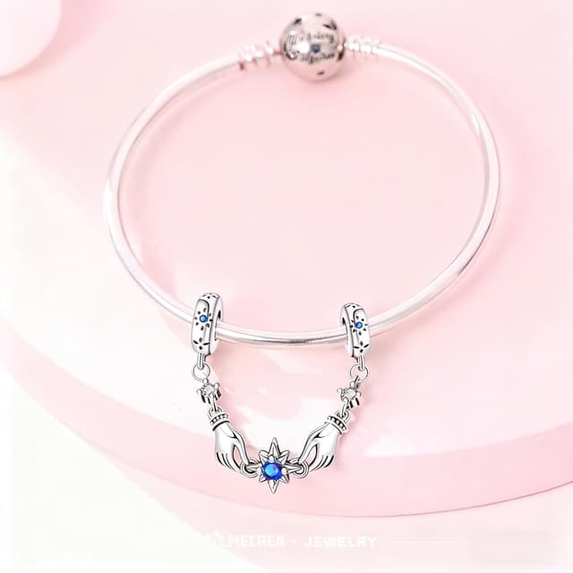 Detalle 2 de LMLMECREA Damen Sicherheitskette aus 925 Silber für Charm-Armband (Clip Stopper)