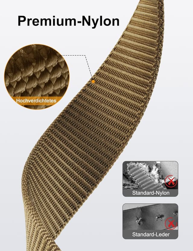 Detalle de JUKMO Automatik Gürtel Herren mit Nylonband und 3,8 cm Ratschen-Schließe