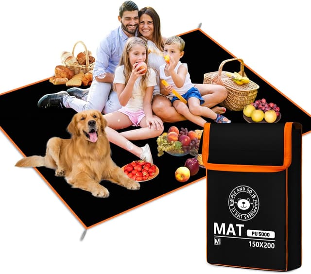 Detalle de RUVVDR Telo Picnic Impermeabile 150x200 cm con 4 picchetti a terra (telo mare e coperta pieghevole)