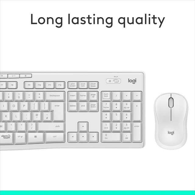 Thumbnail 6 de Logitech MK295 Silent Wireless Mouse & Keyboard Combo (SilentTouch), Full Numpad, QWERTY UK – White