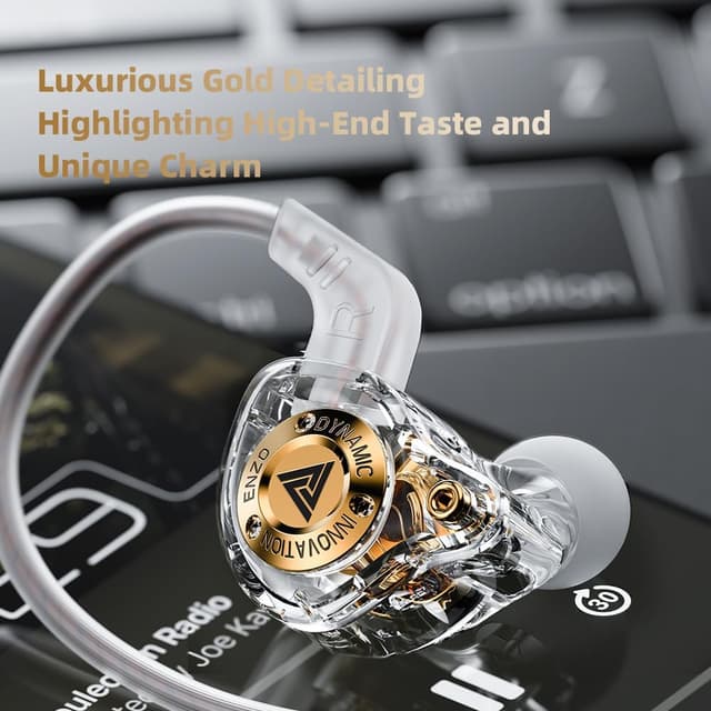 Detalle 2 de Piluyaa Wired Gaming Headphones (QKZ ENZO IEM) with 11mm Dynamic Driver, Bass Tuning & 3.5mm Mic (Black)