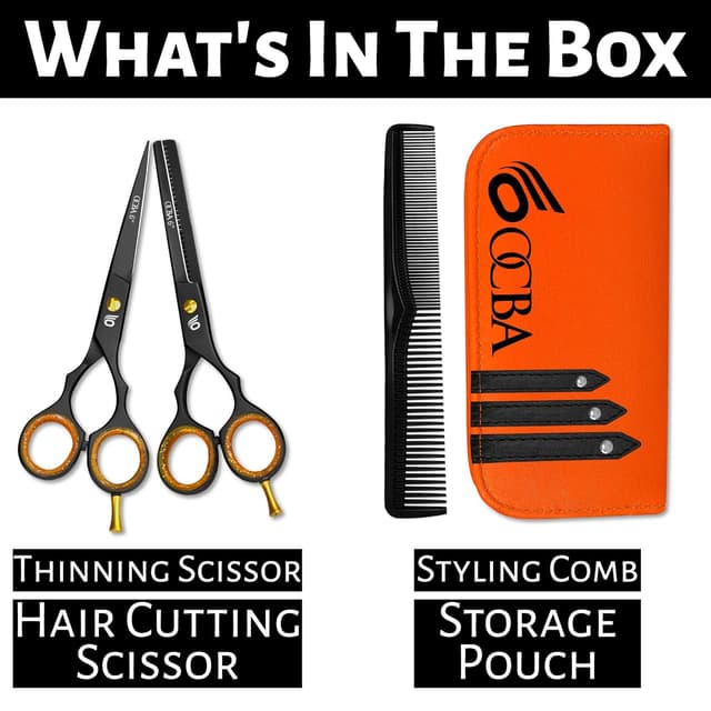 Detalle de OCBA Profi Friseurschere 6 Zoll (schwarz) – Haarschneideschere für Damen, Herren & Bart