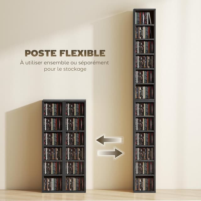 Thumbnail 4 de HOMCOM Lot 2 étagères CD Noir 12 compartiments