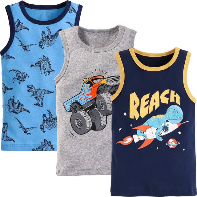 Detalle de Adorel Débardeur Dinosaure Garçon Lot de 3