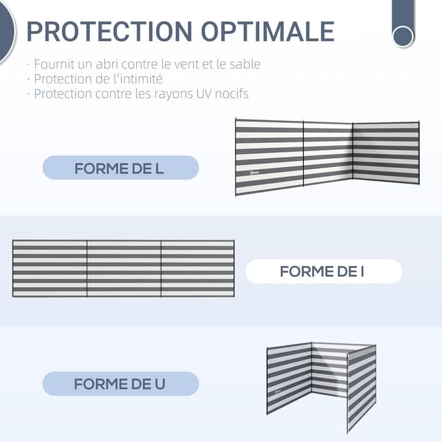 Detalle de Outsunny Paravent brise-vent de camping pliable 540 x 150 cm (gris et blanc)