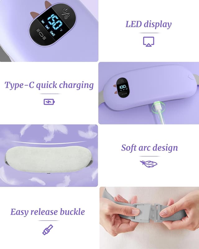 Thumbnail 6 de Heat Pad for Period Pain Relief – Upgraded Electric Fast Heating Pad with 6 Heat & 6 Massage Modes (Purple)