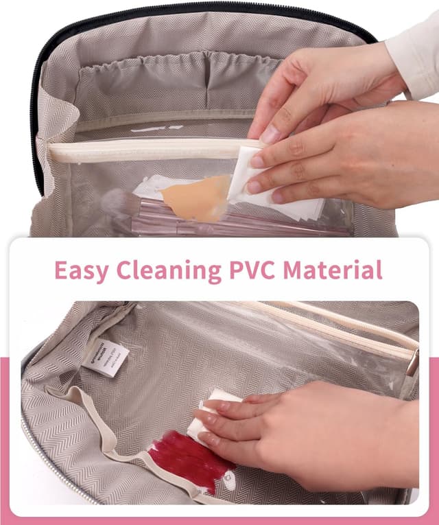 Detalle 2 de Travel Makeup Bag Large Capacity with Clear Divider