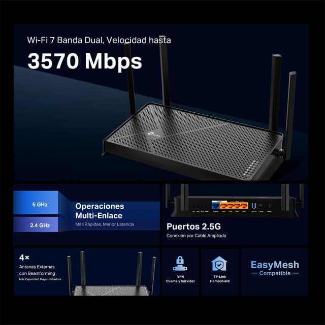 Thumbnail 2 de TP-LINK Archer BE230 Router Wi‑Fi 7 doble banda, 4 puertos
