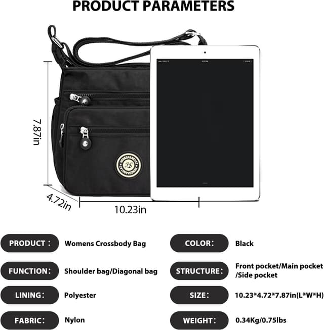 Thumbnail 6 de Womens Multi-Pocket Casual Crossbody Handbag Waterproof Canvas Shoulder Bag