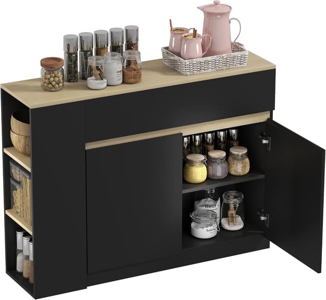 Detalle de HOMCOM buffet rangement 110 x 29,5 x 82 cm