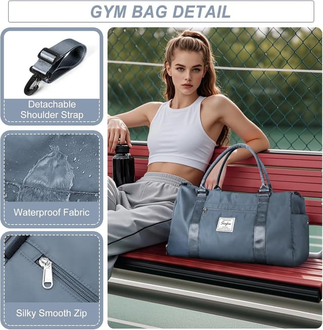 Thumbnail 3 de WEPLAN Sporttasche mit Schuhfach & Nassfach (Duffel Bag), Grau-Blau – Handgepäck & Gym Bag