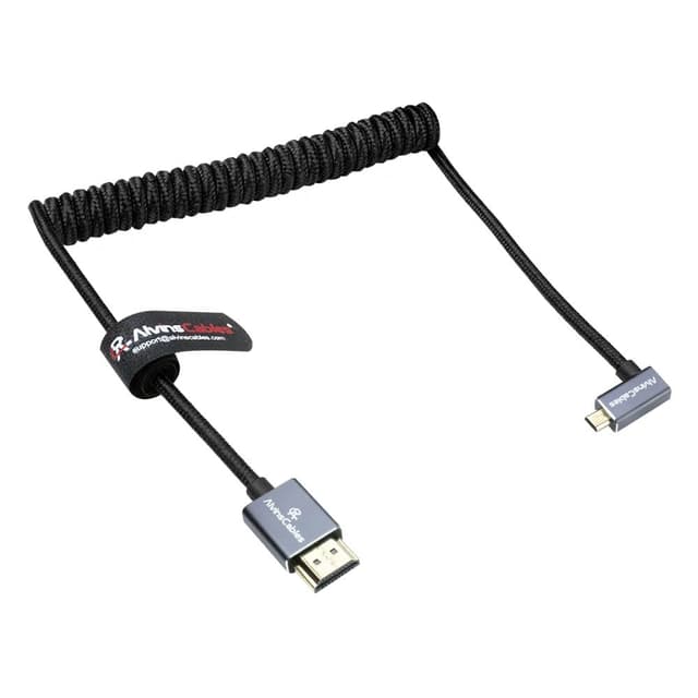 Detalle de Alvin's Cables Right Angle Micro HDMI to HDMI 8K@60Hz / 4K@120Hz (HDMI 2.1) braided coiled cable