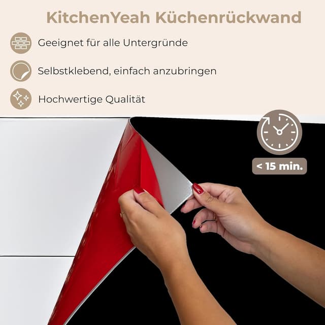 Detalle 2 de KitchenYeah Rückwand Küche 80x500 cm – selbstklebender Rückwandschutz mit Glasoptik-Design