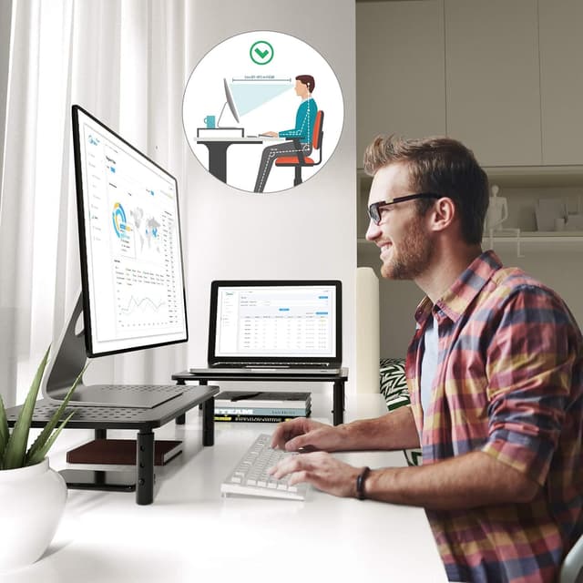 Thumbnail 1 de HUANUO Monitor Stand adjustable 3 heights, 20kg 🖥