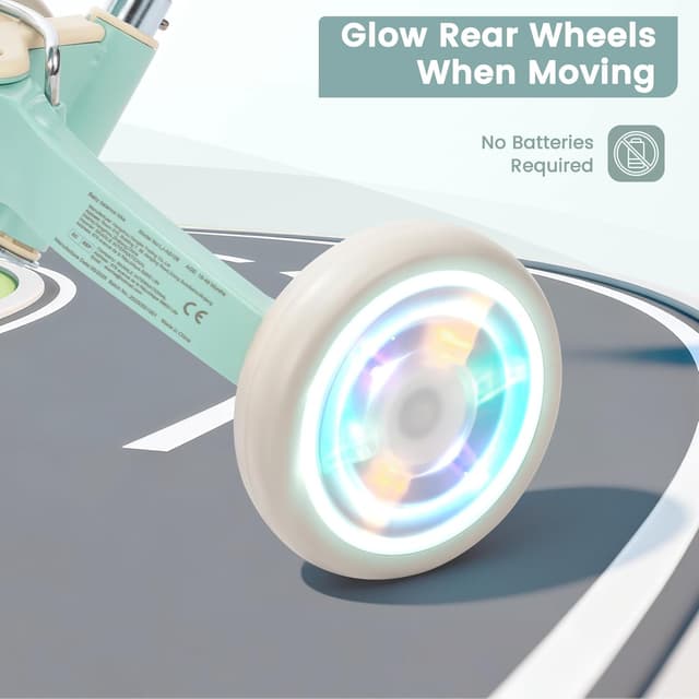 Detalle de VITONIS Triciclo 5 in 1 verde con ruote lampeggianti e cintura di sicurezza (18 mesi–5 anni)